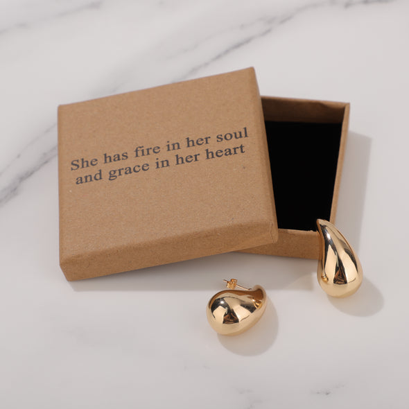 She has fire in her soul and grace in her heart Earrings for Friend Encouragement Gift Motivational Jewelry