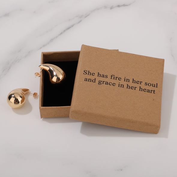 She has fire in her soul and grace in her heart Earrings for Friend Encouragement Gift Motivational Jewelry