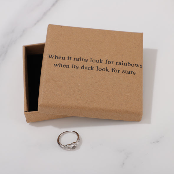 When it rains look for rainbows when its dark look for stars Ring for Friend Encouragement Gift Motivational Jewelry