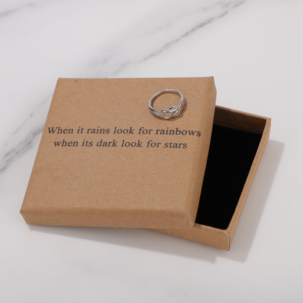 When it rains look for rainbows when its dark look for stars Ring for Friend Encouragement Gift Motivational Jewelry