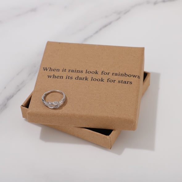 When it rains look for rainbows when its dark look for stars Ring for Friend Encouragement Gift Motivational Jewelry