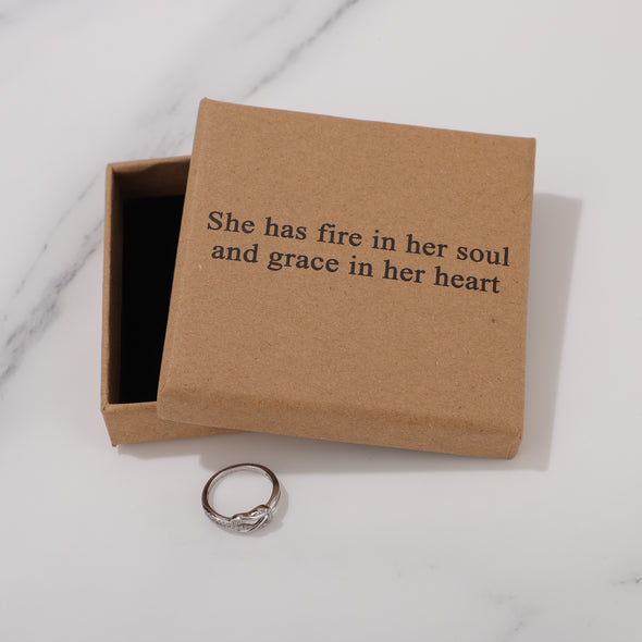 She has fire in her soul and grace in her heart Ring for Friend Encouragement Gift Motivational Jewelry