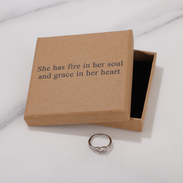 She has fire in her soul and grace in her heart Ring for Friend Encouragement Gift Motivational Jewelry