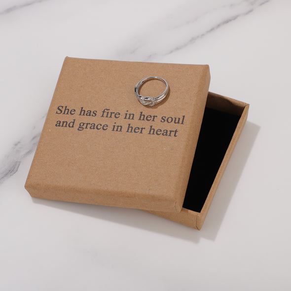 She has fire in her soul and grace in her heart Ring for Friend Encouragement Gift Motivational Jewelry