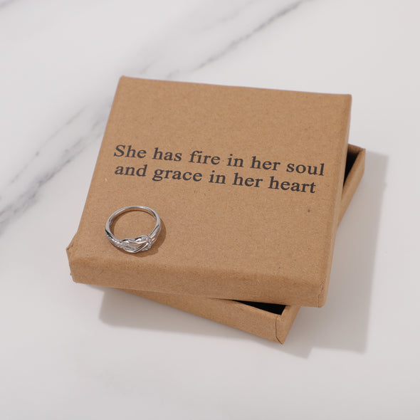 She has fire in her soul and grace in her heart Ring for Friend Encouragement Gift Motivational Jewelry