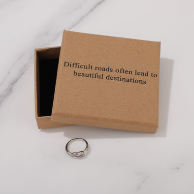 Difficult roads often lead to beautiful destinations Ring for Friend Encouragement Gift Motivational Jewelry