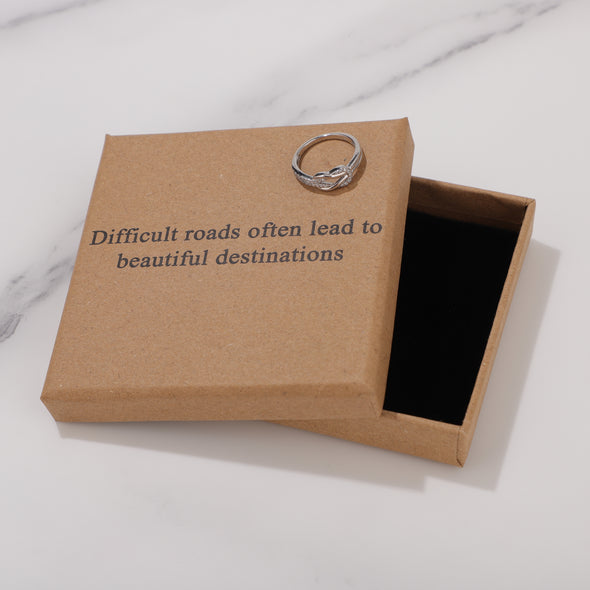Difficult roads often lead to beautiful destinations Ring for Friend Encouragement Gift Motivational Jewelry