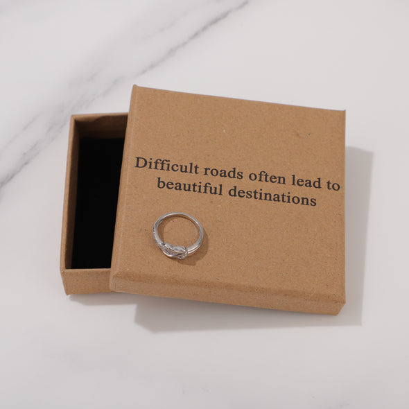 Difficult roads often lead to beautiful destinations Ring for Friend Encouragement Gift Motivational Jewelry