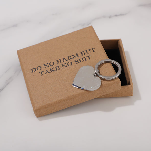 DO NO HARM BUT TAKE NO SHIT Keychain for Friend Encouragement Gift Motivational Jewelry