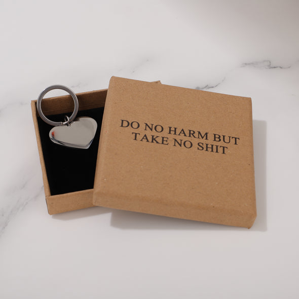DO NO HARM BUT TAKE NO SHIT Keychain for Friend Encouragement Gift Motivational Jewelry