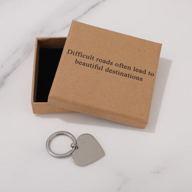 Difficult roads often lead to beautiful destinations Keychain for Friend Encouragement Gift Motivational Jewelry