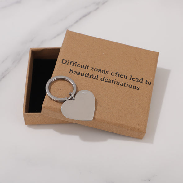 Difficult roads often lead to beautiful destinations Keychain for Friend Encouragement Gift Motivational Jewelry