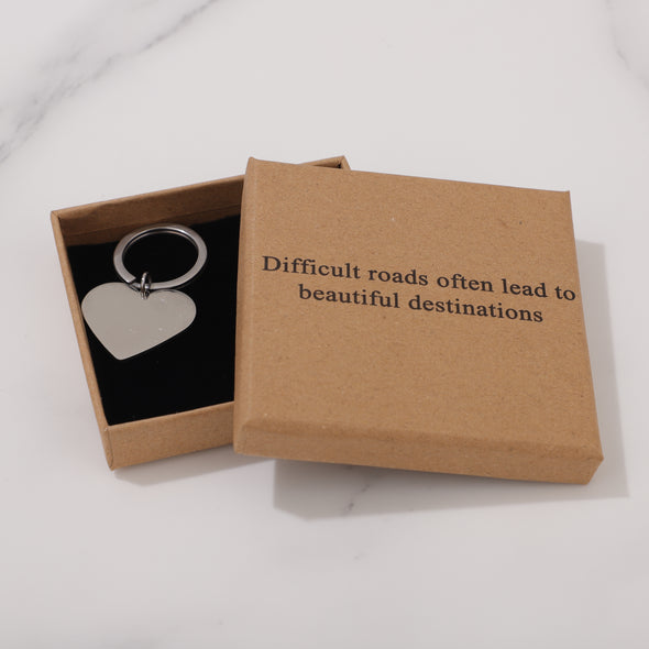 Difficult roads often lead to beautiful destinations Keychain for Friend Encouragement Gift Motivational Jewelry