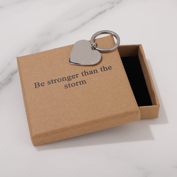 Be Stronger Than The Storm Keychain for Friend Encouragement Gift Motivational Jewelry