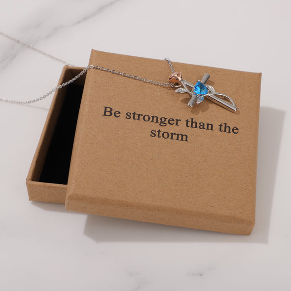 Be Stronger Than The Storm Necklace for Friend Encouragement Gift Motivational Jewelry