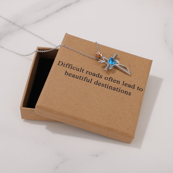 Difficult roads often lead to beautiful destinations Necklace for Friend Encouragement Gift Motivational Jewelry