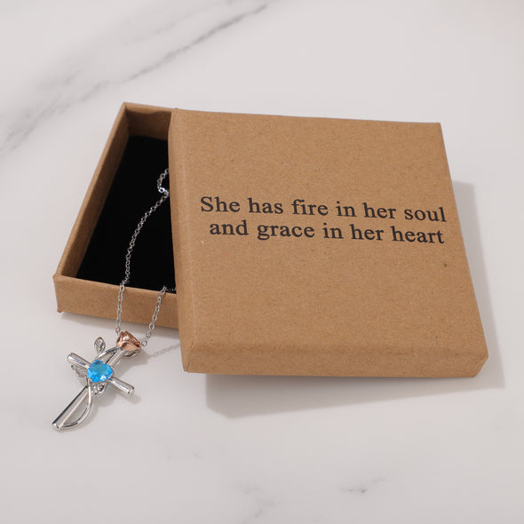 She has fire in her soul and grace in her heart Necklace for Friend Encouragement Gift Motivational Jewelry