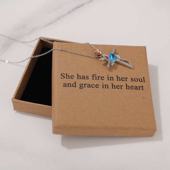 She has fire in her soul and grace in her heart Necklace for Friend Encouragement Gift Motivational Jewelry