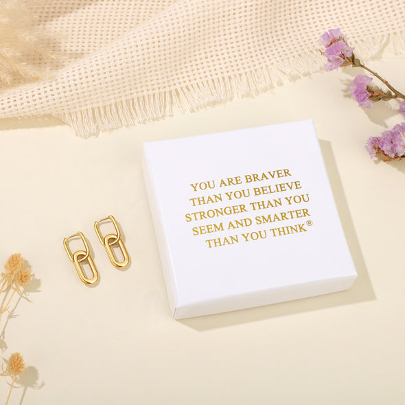 You are braver than you believe stronger than you seen and smarter than you think gold earrings