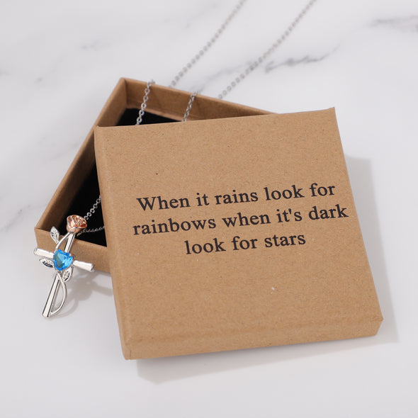 When it rains look for rainbows when its dark look for stars Necklace for Friend Encouragement Gift Motivational Jewelry