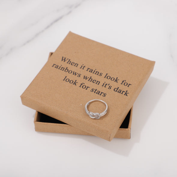 When it rains look for rainbows when its dark look for stars Ring for Friend Encouragement Gift Motivational Jewelry