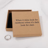 When it rains look for rainbows when its dark look for stars Ring for Friend Encouragement Gift Motivational Jewelry