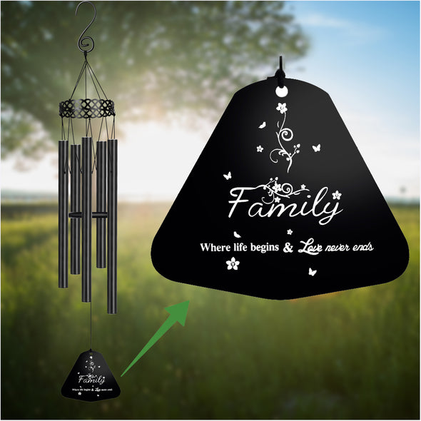 Family - Where Life Begins and Love Never Ends Wind Chime Gift Home Decoration