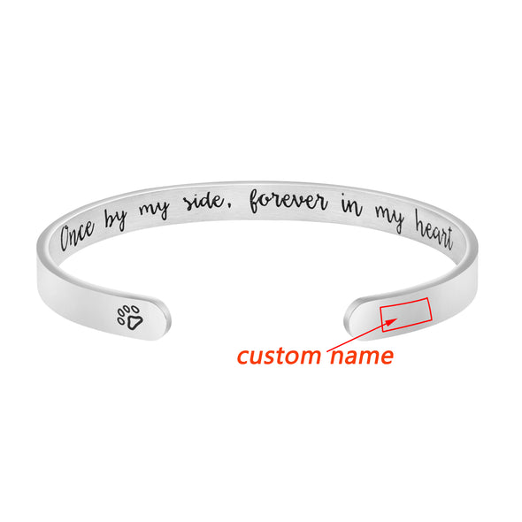Customized Personalized Pet Name Memorial Cuff Bracelets