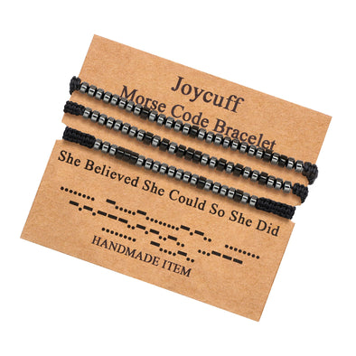 She Believed She Could So She Did Encouragement Morse Code Bracelet Motivational Jewelry for Women