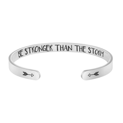 Be Stronger Than The Storm Mantra Bracelet Friend Encouragement Gift Motivational Jewelry