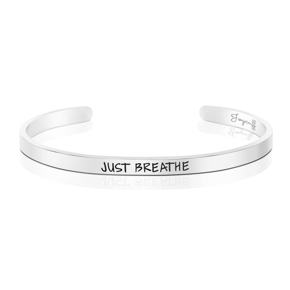 Just Breathe Mantra Bracelet Motivational Jewelry Sisters Best Friends BFF Personalized Gift