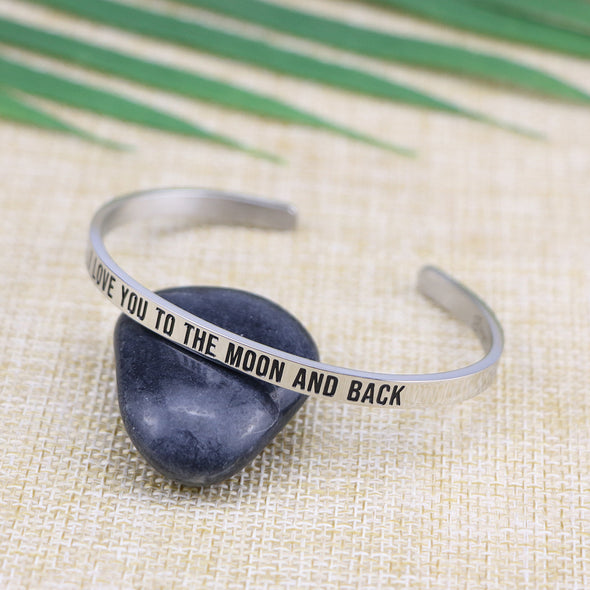 I Love You To The Moon And Back Mantra Bangle