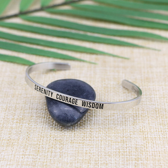 Courage Serenity Wisdom Mantra Bracelet Inspirational Daily Reminder Recovery Jewelry
