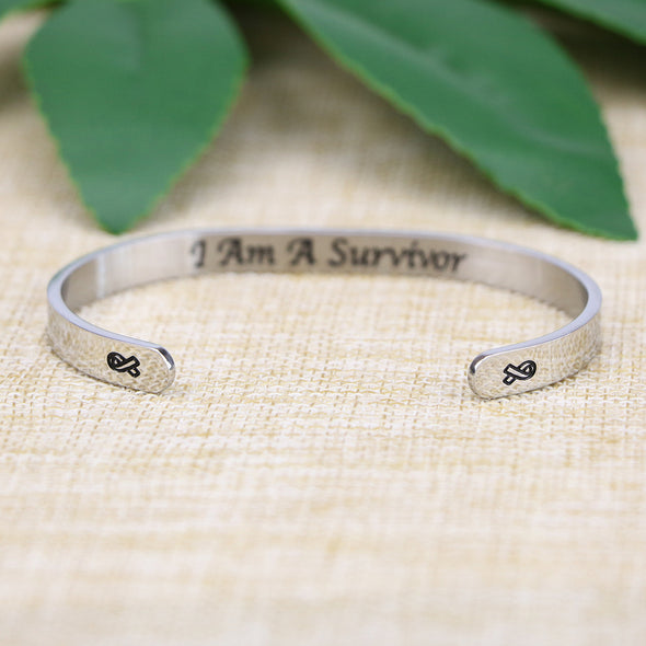 I Am A Survivor Hidden Message Cuff Bracelet