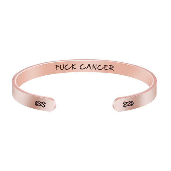 F**k Cancer Mantra Cuff Bracelet Hidden Message Cancer Survivor Gift for Women