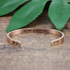 No One Fights Alone Mantra Cuff Bracelet Inspirational Hidden Message Engraved