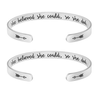 She Believed She Could So She Did Set of 2 Bracelets