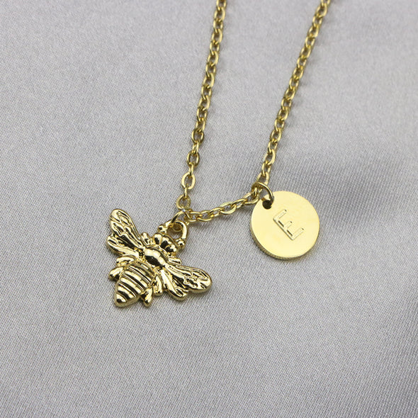 Best Bitches Bee Initial Gold Necklace