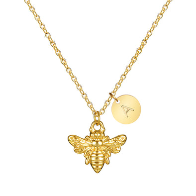 Best Bitches Bee Initial Gold Necklace