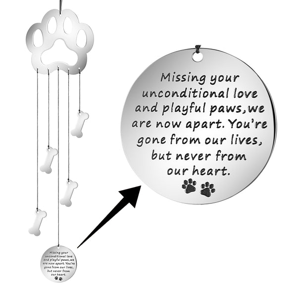 Dog Memorial Wind Chime Missing Your Unconditional Love And Playful Paws