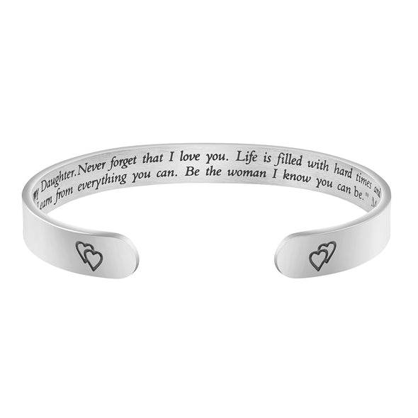 To Daughter From Mom Gift Cuff Bracelets Braver Stronger