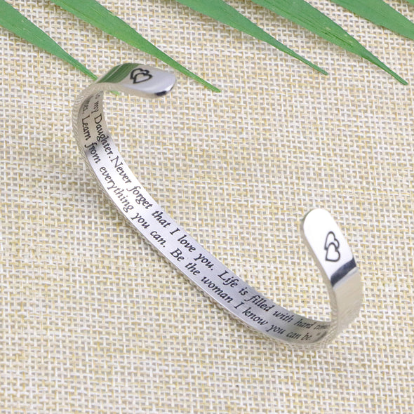 To Daughter From Mom Gift Cuff Bracelets Braver Stronger