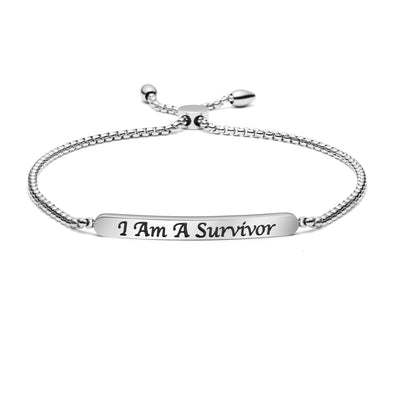 I Am A Survivor Adjustable Chain Link Bar Bangle