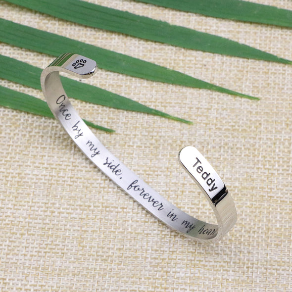 Teddy Pet Memorial Jewelry Dog Remembrance Cuff for Pet Lovers