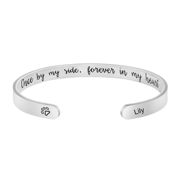 Lily Pet Memorial Jewelry Personalized Dog Sympathy Gift Animal Remembrance Cuff Bracelets for Pet Lovers