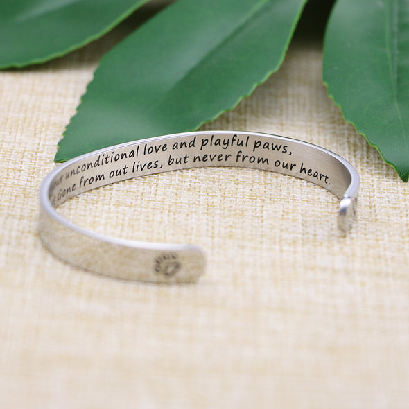 Missing your unconditional love and playful paws Dog Memorial Cuff