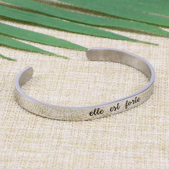 Elle Est Forte Bracelet She is Strong French Quote Jewelry