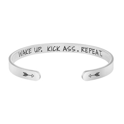 Wake Up Kick Ass Repeat Mantra Bracelets