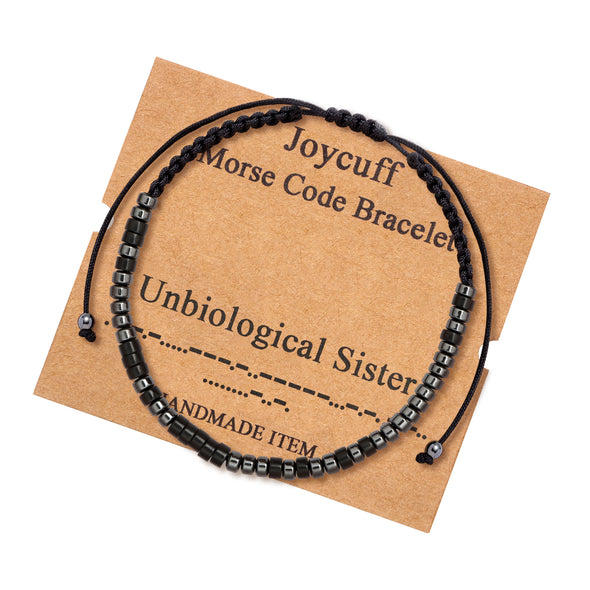 Unbiological Sister Morse Code Bracelet for Women Inspirational Gift for Her