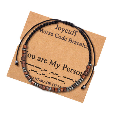 You are My Person Wood Morse Code Bracelet Encouragement Jewelry for Women